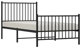 Estrutura de cama com cabeceira e pés 90x190 cm metal preto
