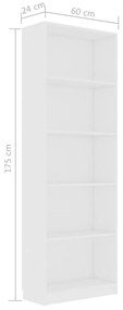 Estante com 5 prateleiras 60x24x175 cm contraplacado branco