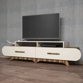 Móvel TV Flora – Nogueira e Creme – 205x50x36,8 cm