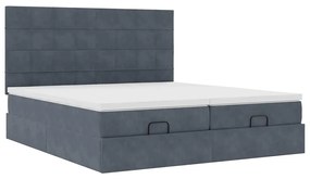 Estrutura cama otomana colchões 180x200 cm cinzento escuro