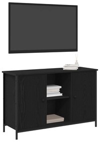 Cabinet de TV Carvalho Negro 101x35x65 cm Madeira Derivada e Aço