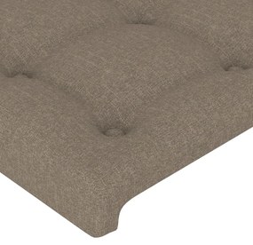 Cabeceira cama c/ LED tecido 144x5x118/128 cm cinza-acastanhado