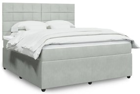 vidaXL Cama com molas/colchão 180x200 cm veludo cinzento-claro