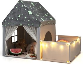 Casa de Jogos Infantil 2 em 1, 169 x 120 x 136 cm, Teto Fluorescente, Cinzento