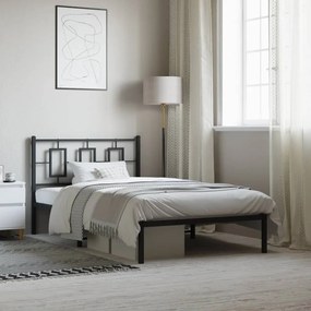 vidaXL Estrutura de cama com cabeceira 107x203 cm metal preto