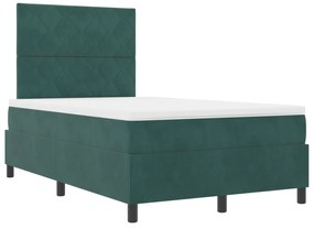 Cama Box com Colchão vidaXL Verde Escuro Pequeno Duplo Veludo