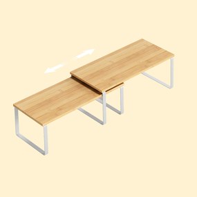 Conjunto de 2 organizadores de cozinha, prateleira de cozinha Branco e bege natural