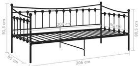 Sofá-cama 90x200 cm metal preto