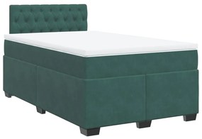 Cama boxspring com colchão 120x200 cm veludo verde-escuro