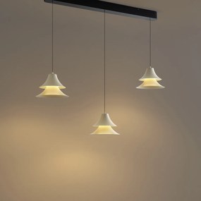 Candeeiro suspenso preto com bege incluindo LED regulável em 3 níveis 3 luzes Easylift - Witch