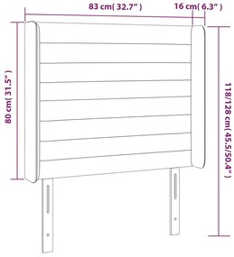 Cabeceira de cama c/ luzes LED tecido 83x16x118/128cm cor creme