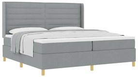 Cama Box com Colchão Cinza Claro 200 x 200 cm - Tecido