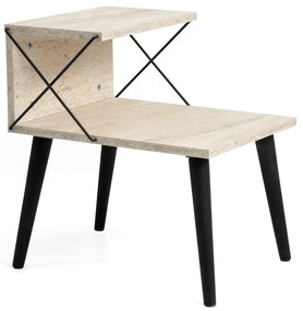 Mesa de Cabeceira Cross – Preto Travertino – 50x55x40 cm