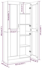 Vitrine 82,5x30,5x185,5 cm derivados madeira carvalho castanho