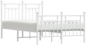 Estrutura de cama com cabeceira e pés 135x190 cm metal branco