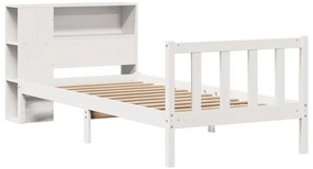 Cama com estante sem colchão 100x200 cm pinho maciço branco
