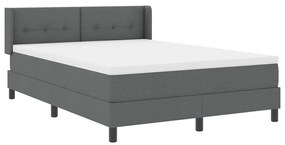 Cama Box Spring com Colchão, Cinza Escuro, 140 x 190 cm, Tecido