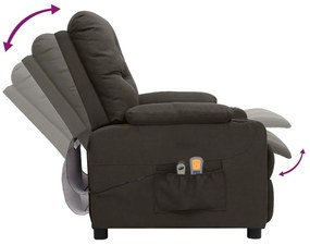 Poltrona de massagens elétrica reclinável tecido cinza-acast.