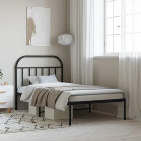 vidaXL Estrutura de cama com cabeceira 107x203 cm metal preto
