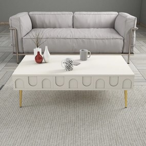 Conjunto de Mobiliário para Sala de Estar Lyon – Creme e Dourado – Med