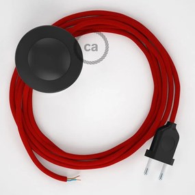 Cabo para candeeiro de chão, RM09 Vermalho Seda Artificial 3 m. Escolha a cor da ficha e do interruptor.