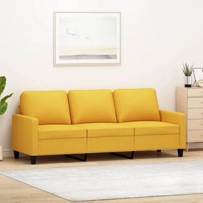 vidaXL Sofá de 3 lugares 180 cm tecido amarelo-claro