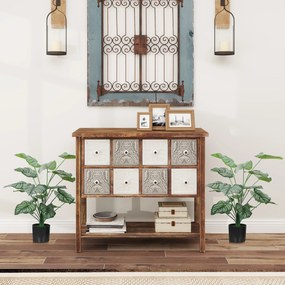 Conjunto de 2 plantas artificiais de interior com 65 cm, árvore artificial com vaso de plástico e acabamento flocado, verde