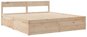 Cama com gavetas e colchão 180x200 cm madeira de pinho maciça