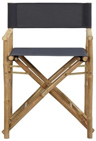 Cadeiras realizador dobráveis 2 pcs bambu e tecido cinza-escuro