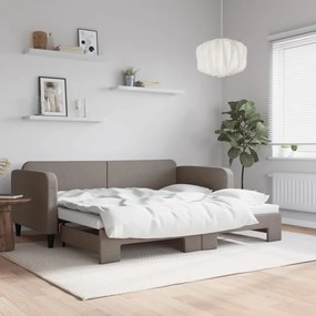 Sofá-cama com gavetão 90x200 cm tecido cinzento-acastanhado