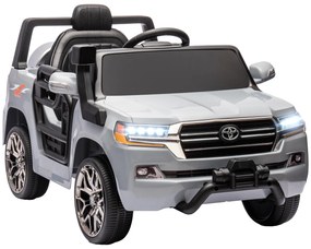 AIYAPLAY Carro Elétrico Crianças Toyota Land Cruiser 12V com Controlo Remoto Buzina Arranque Lento Música MP3 107x65x55,5cm Cinza | Aosom Portugal