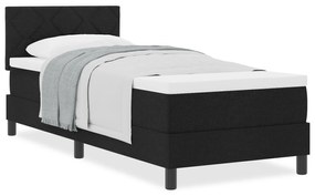 Cama Box Spring com Colchão Preta 80x200 cm Tecido