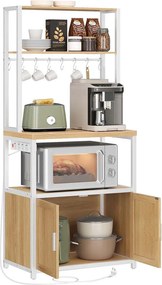 Armário de cozinha com tomadas e ganchos 40 x 60 x 170 cm Dourado Cravalho + Branco