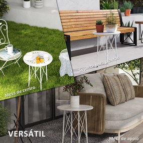 Mesa de Jardim Redonda Mesa de Varanda Ø40x50 cm com Pés Ajustáveis e