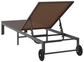 Espreguiçadeira vidaXL com Rodas Castanha em Rattan Poliéster