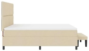 Cama com Estrutura Box com Colchão e Banco Creme 180x200 cm Tecido