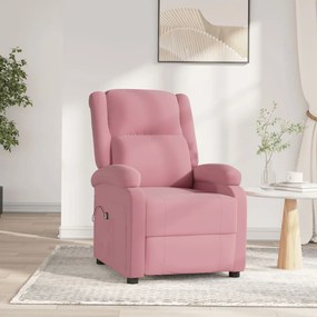 Poltrona de massagens reclinável veludo rosa