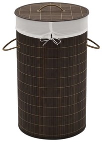 vidaXL Cesto redondo para roupa suja bambu castanho escuro