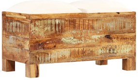 Banco de armazenamento em madeira reciclada maciça 80x40x40 cm