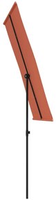 Guarda-sol de jardim c/ poste de alumínio 180x110 cm terracota