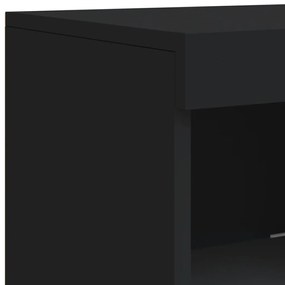 Aparadores c/ luzes LED 3 pcs derivados de madeira preto
