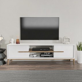 Móvel TV Eslem – Branco e Nogueira – 120 cm x 43,6 cm x 29,6 cm