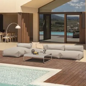 Conjunto De Jardim Porto Com Sofá-cama Modular De 4 Peças E Mesa De Centro Castanho Moka - Sklum