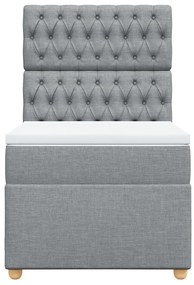 Cama com molas/colchão 90x190 cm tecido cinzento-claro