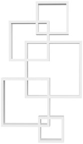HOMCOM Estante de Parede com 5 Cubos Estante Flutuante de Madeira Estilo Moderno 49,5x10,2x86cm Branco