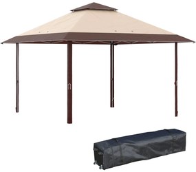 Tenda Dobrável 3,85x3,85 m Tenda de Jardim com Telhado Duplo Altura Aj