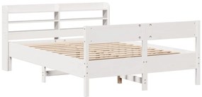 Cama sem colchão 140x200 cm madeira de pinho maciça branco