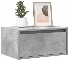 Mesa de cabeceira de parede com luzes LED cinzento cimento