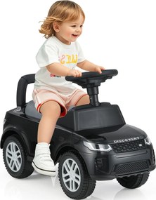 Andarilho para crianças forma de carro de 12 a 36 meses com buzina, sons e espaço para guardar Brinquedo para sentar e deslizar Preto