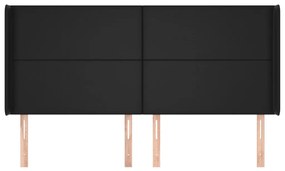 Cabeceira de cama c/ abas couro artif. 183x16x118/128 cm preto